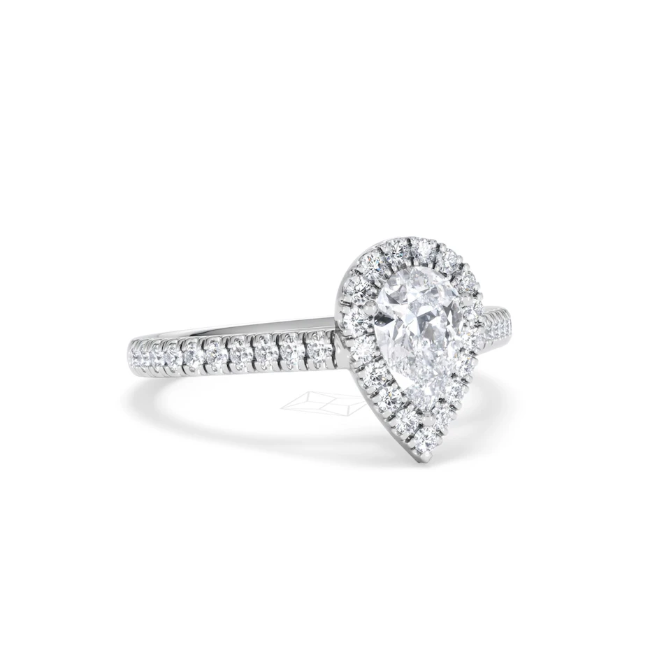 Diana GIA Diamond Pear Halo Engagement Ring 18KW Gold 1.35ct G/SI2