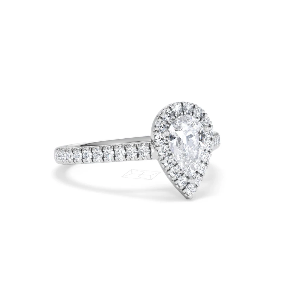 Diana GIA Diamond Pear Halo Engagement Ring Platinum 1.35ct G/SI2