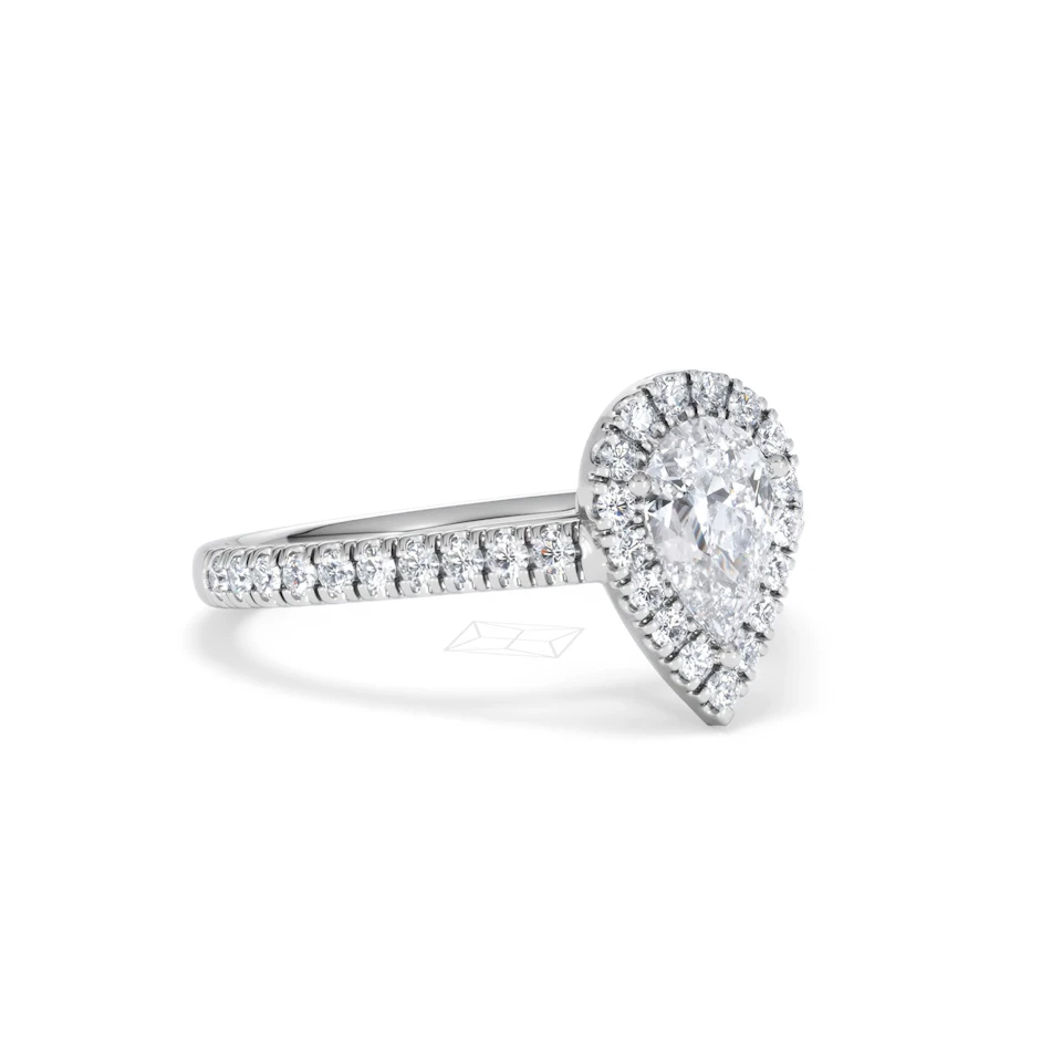 Diana GIA Diamond Pear Halo Engagement Ring 18KW Gold 1.35ct G/SI2