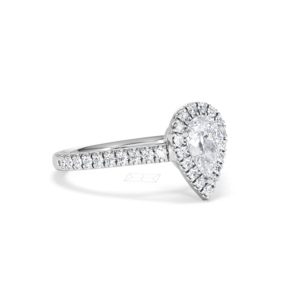 Diana GIA Diamond Pear Halo Engagement Ring 18KW Gold 1.35ct G/SI2