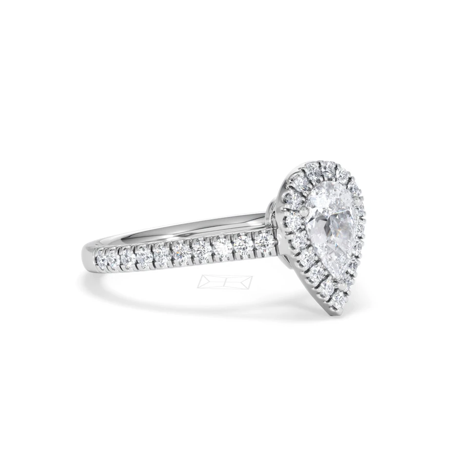 Diana GIA Diamond Pear Halo Engagement Ring Platinum 1.35ct G/SI2