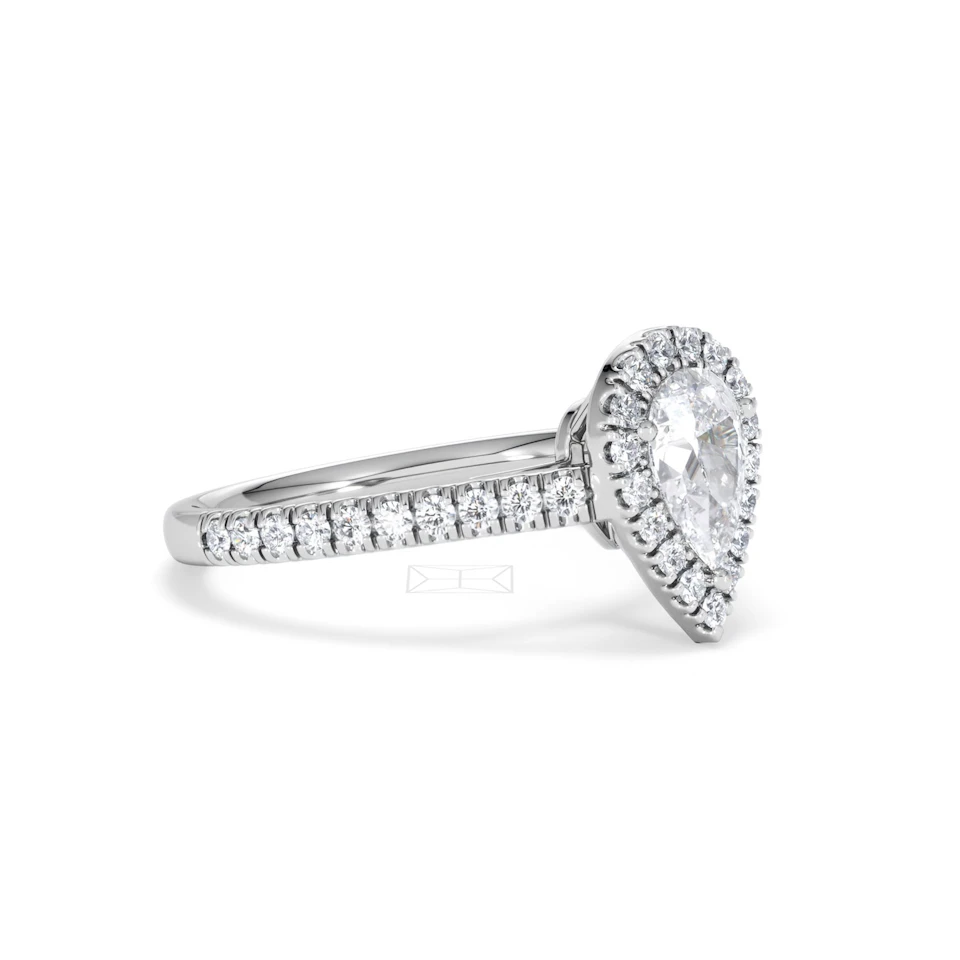Diana GIA Diamond Pear Halo Engagement Ring Platinum 1.35ct G/SI2