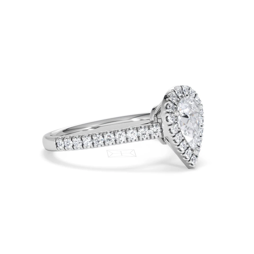 Diana GIA Diamond Pear Halo Engagement Ring Platinum 1.35ct G/SI2