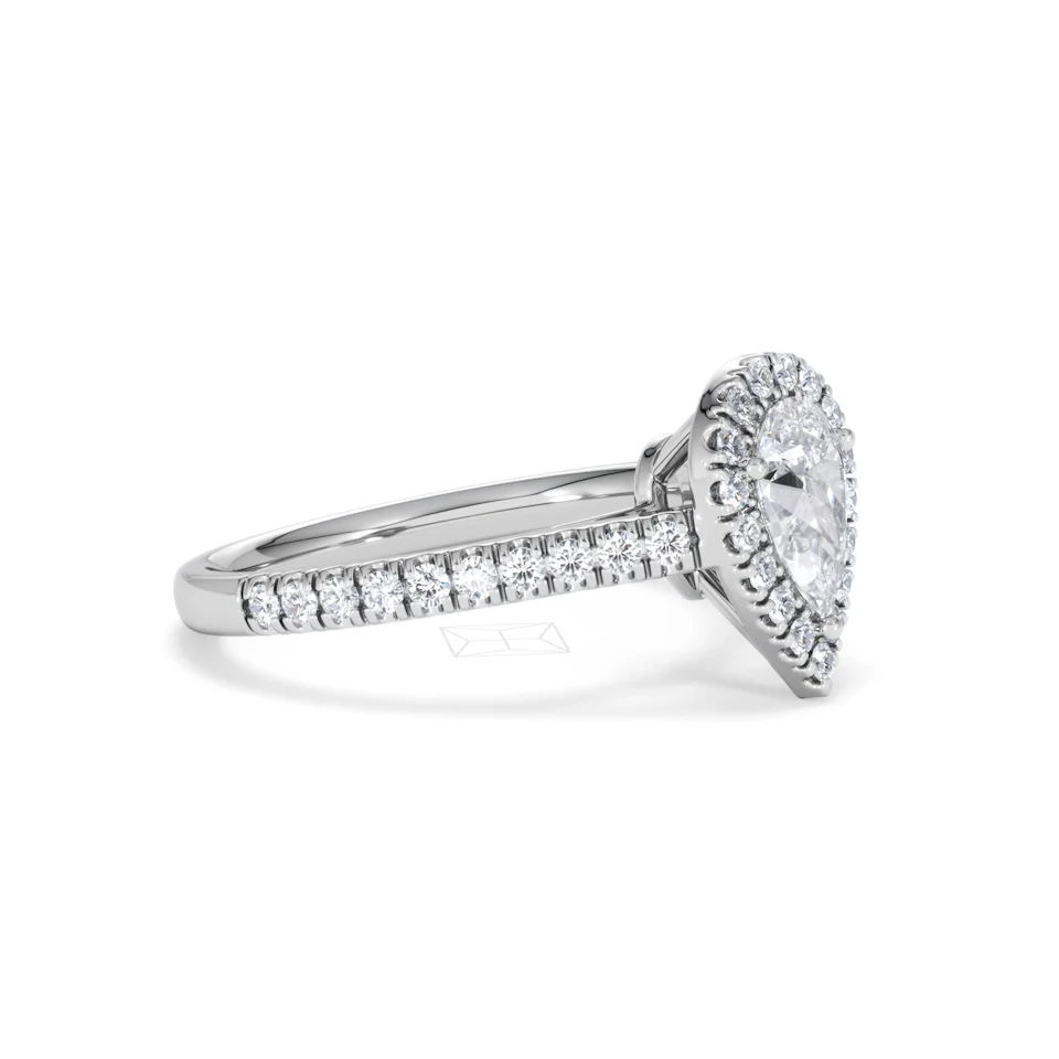 Diana GIA Diamond Pear Halo Engagement Ring Platinum 1.35ct G/SI2