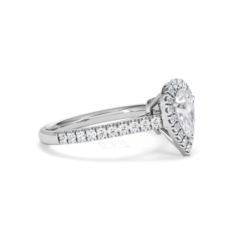 Diana GIA Diamond Pear Halo Engagement Ring 18KW Gold 1.35ct G/SI2