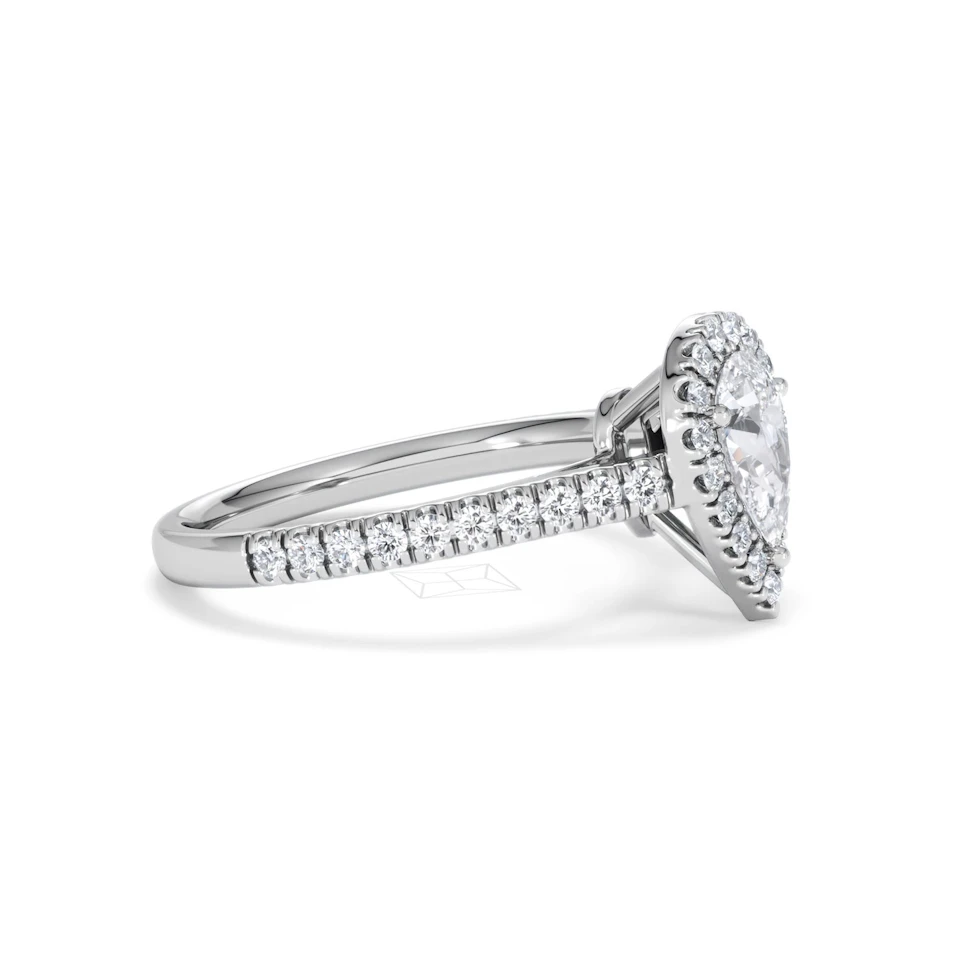 Diana GIA Diamond Pear Halo Engagement Ring Platinum 1.35ct G/SI2