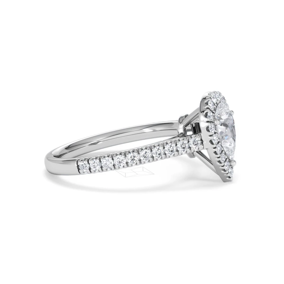 Diana GIA Diamond Pear Halo Engagement Ring Platinum 1.35ct G/SI2
