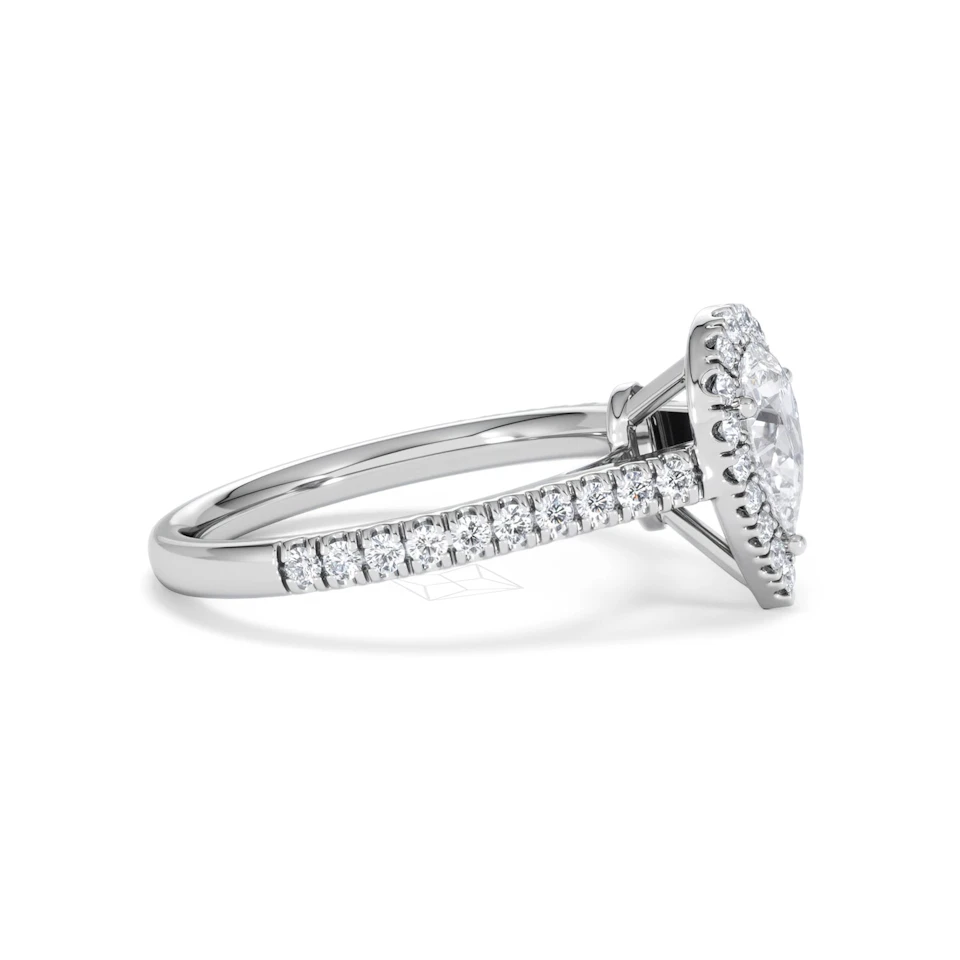 Diana GIA Diamond Pear Halo Engagement Ring Platinum 1.35ct G/SI2