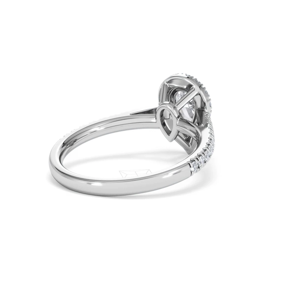 Diana GIA Diamond Pear Halo Engagement Ring 18KW Gold 1.35ct G/SI2