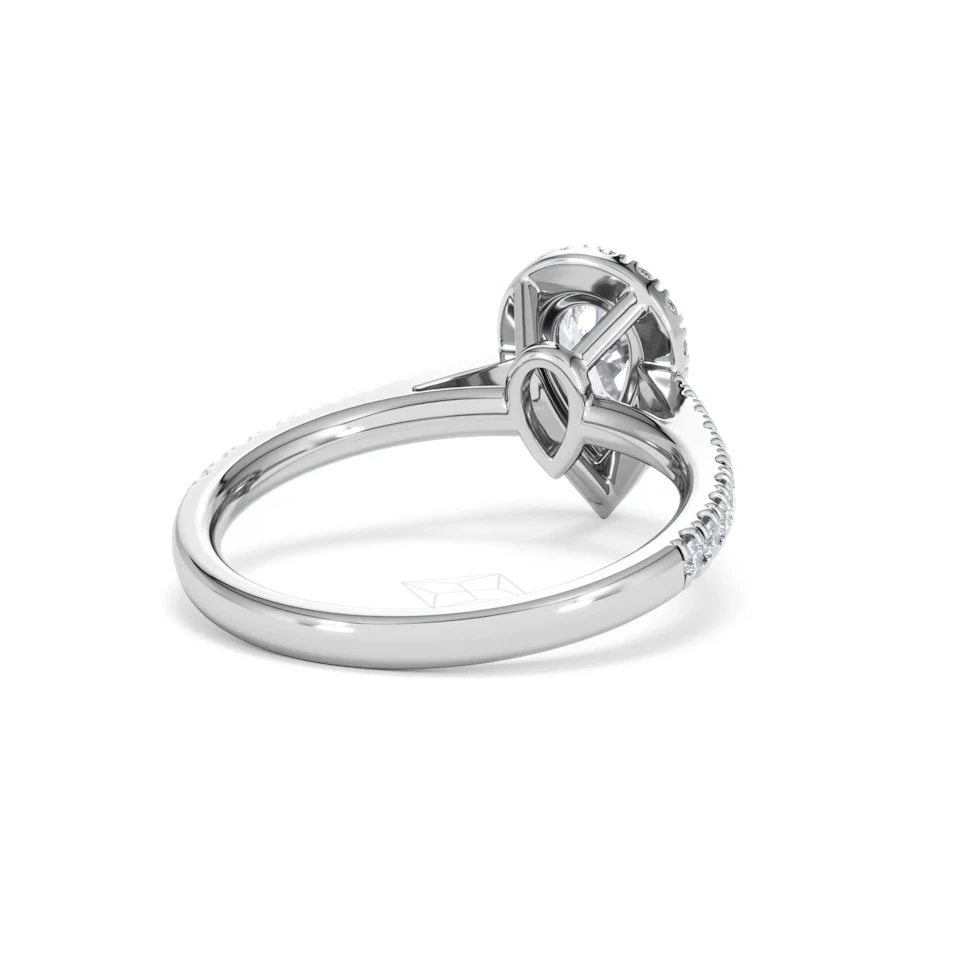 Diana GIA Diamond Pear Halo Engagement Ring 18KW Gold 1.35ct G/SI2
