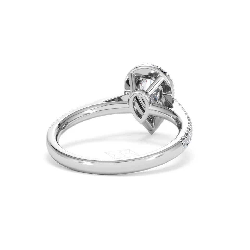 Diana GIA Diamond Pear Halo Engagement Ring 18KW Gold 1.35ct G/SI2
