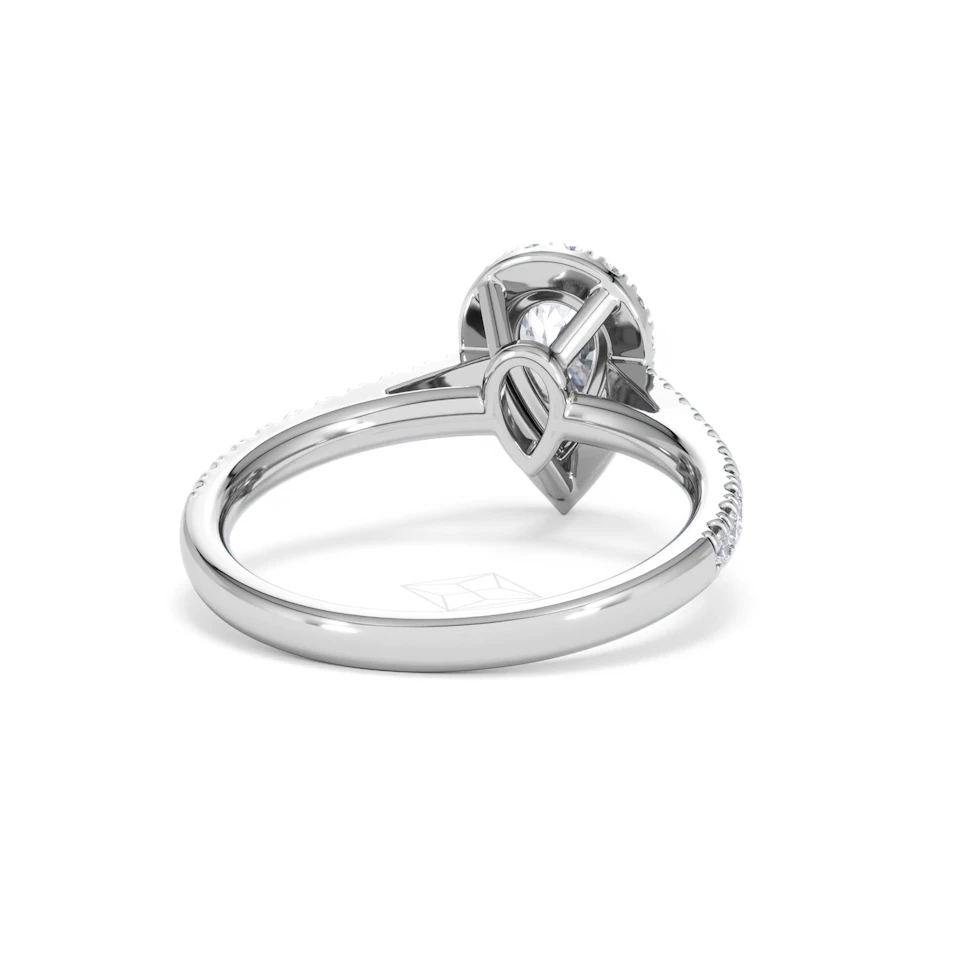 Diana GIA Diamond Pear Halo Engagement Ring 18KW Gold 1.35ct G/SI2