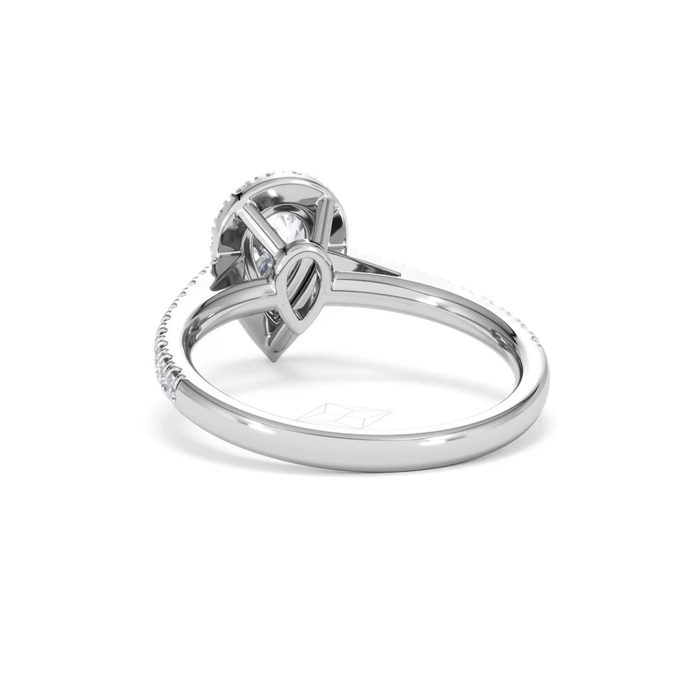Diana GIA Diamond Pear Halo Engagement Ring 18KW Gold 1.35ct G/SI2