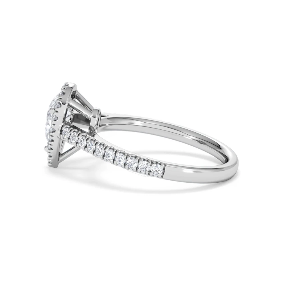 Diana GIA Diamond Pear Halo Engagement Ring Platinum 1.35ct G/SI2