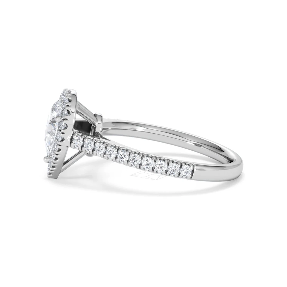 Diana GIA Diamond Pear Halo Engagement Ring 18KW Gold 1.35ct G/SI2