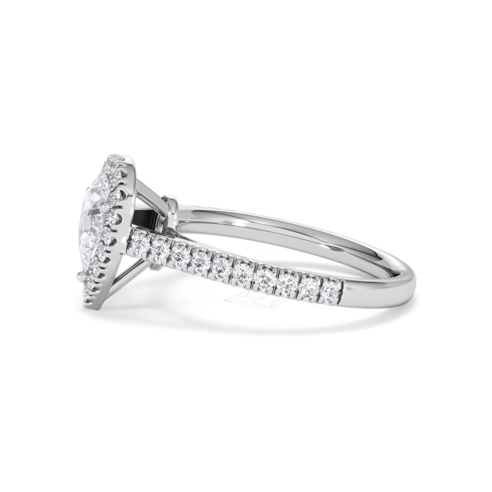 Diana GIA Diamond Pear Halo Engagement Ring 18KW Gold 1.35ct G/SI2