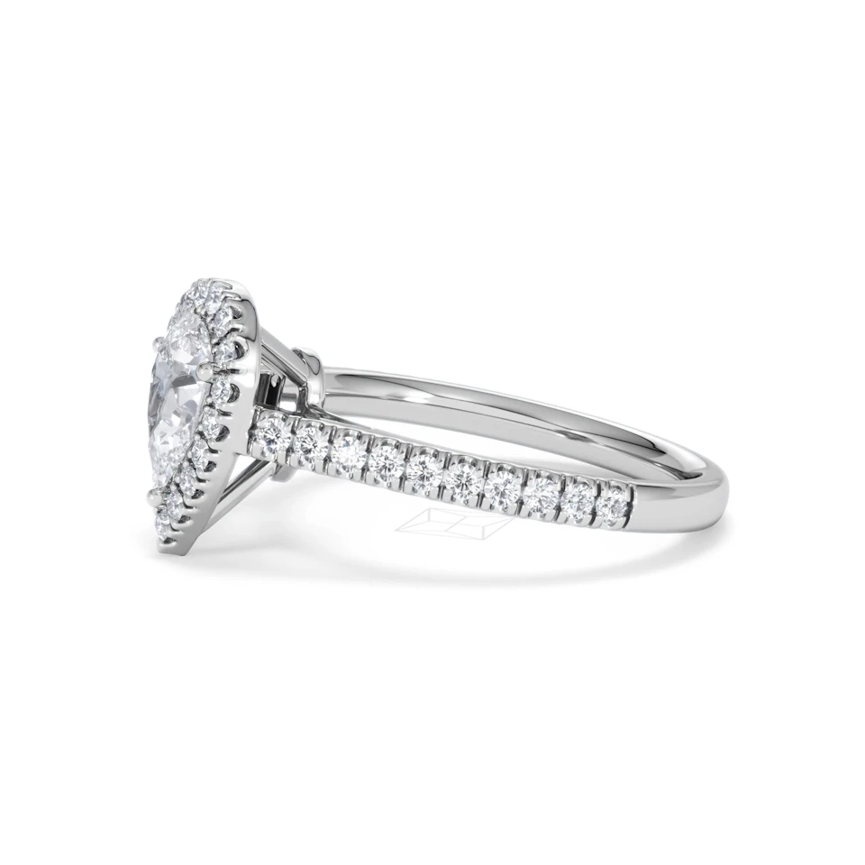 Diana GIA Diamond Pear Halo Engagement Ring Platinum 1.35ct G/SI2