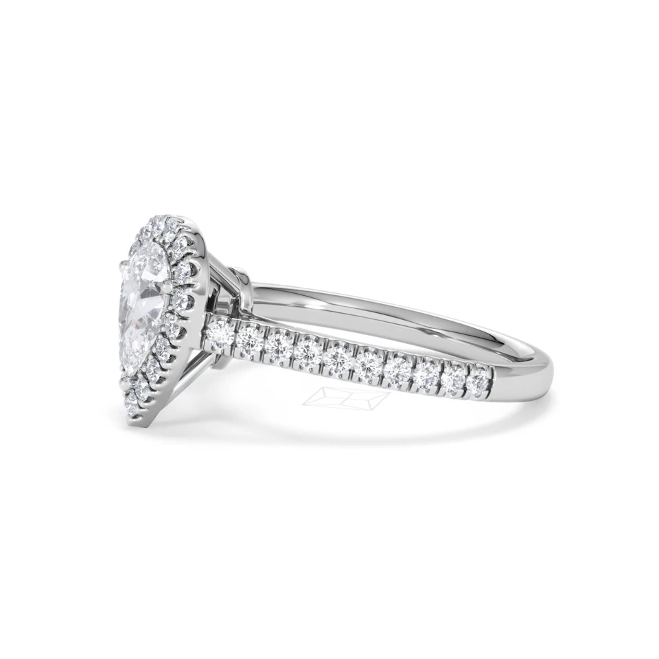 Diana GIA Diamond Pear Halo Engagement Ring 18KW Gold 1.35ct G/SI2