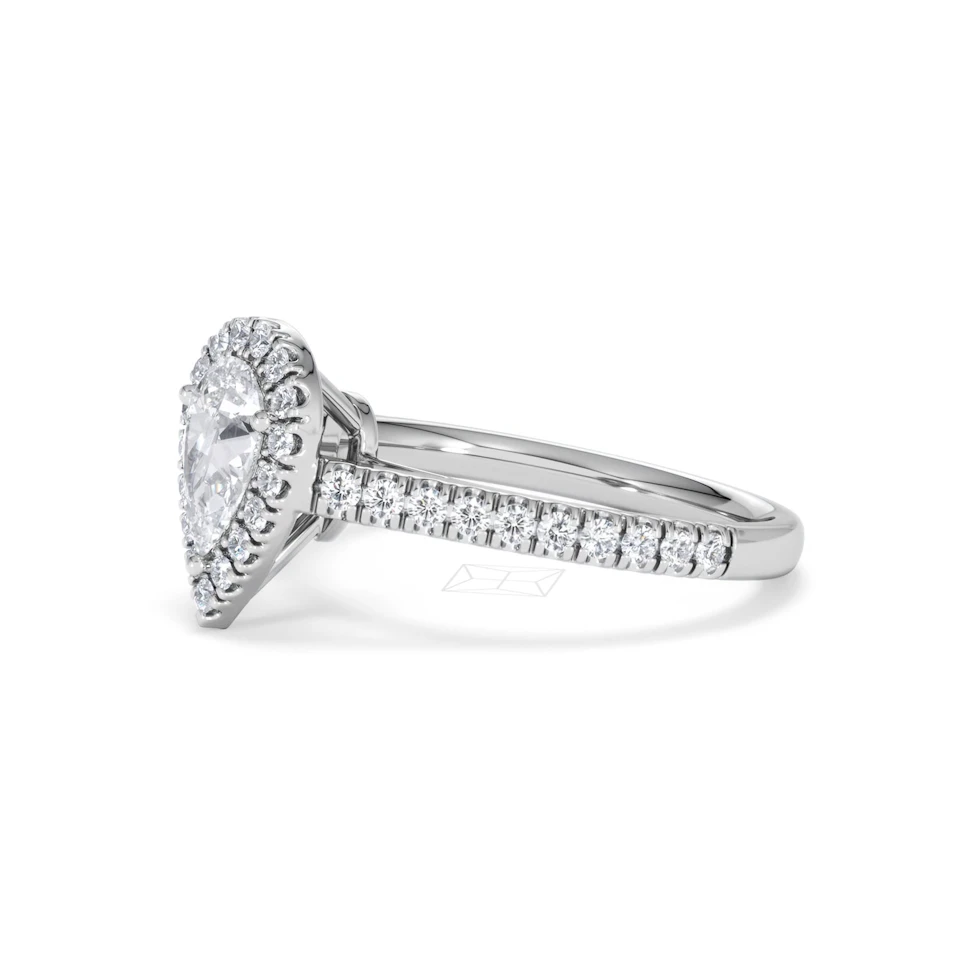 Diana GIA Diamond Pear Halo Engagement Ring Platinum 1.35ct G/SI2