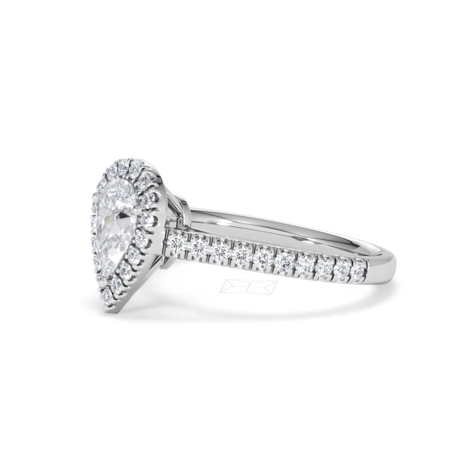Diana GIA Diamond Pear Halo Engagement Ring Platinum 1.35ct G/SI2