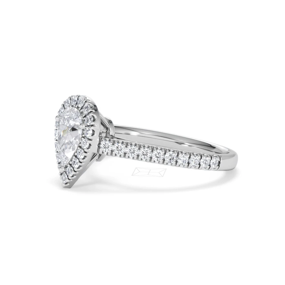 Diana GIA Diamond Pear Halo Engagement Ring 18KW Gold 1.35ct G/SI2