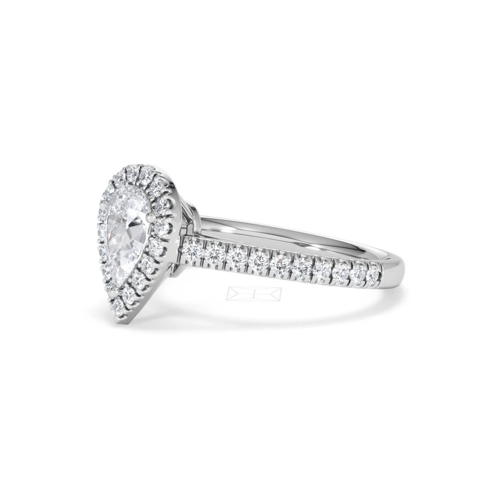 Diana GIA Diamond Pear Halo Engagement Ring 18KW Gold 1.35ct G/SI2