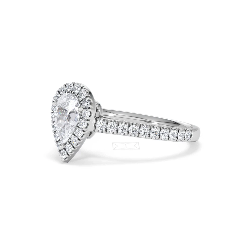 Diana GIA Diamond Pear Halo Engagement Ring 18KW Gold 1.35ct G/SI2