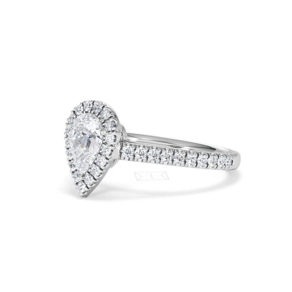 Diana GIA Diamond Pear Halo Engagement Ring 18KW Gold 1.35ct G/SI2