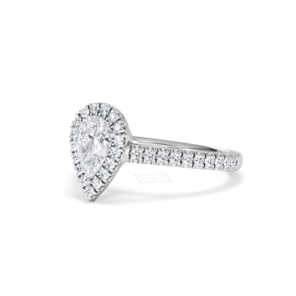 Diana GIA Diamond Pear Halo Engagement Ring 18KW Gold 1.35ct G/SI2