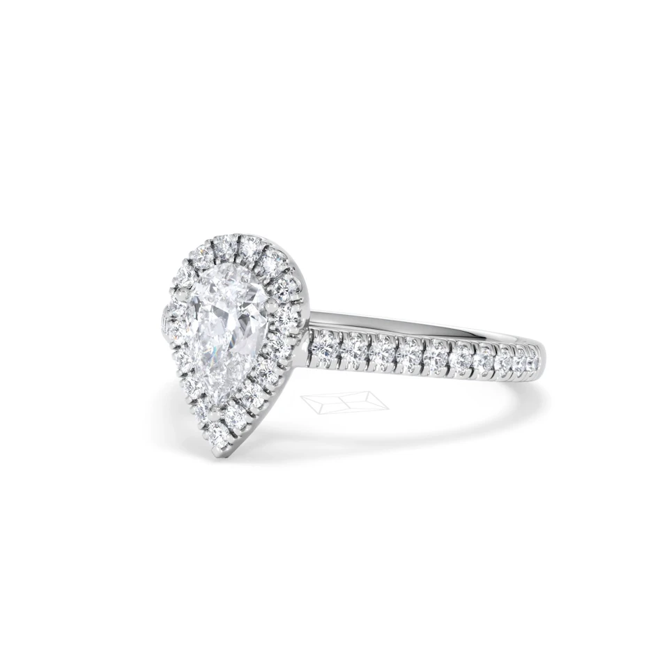 Diana GIA Diamond Pear Halo Engagement Ring 18KW Gold 1.35ct G/SI2
