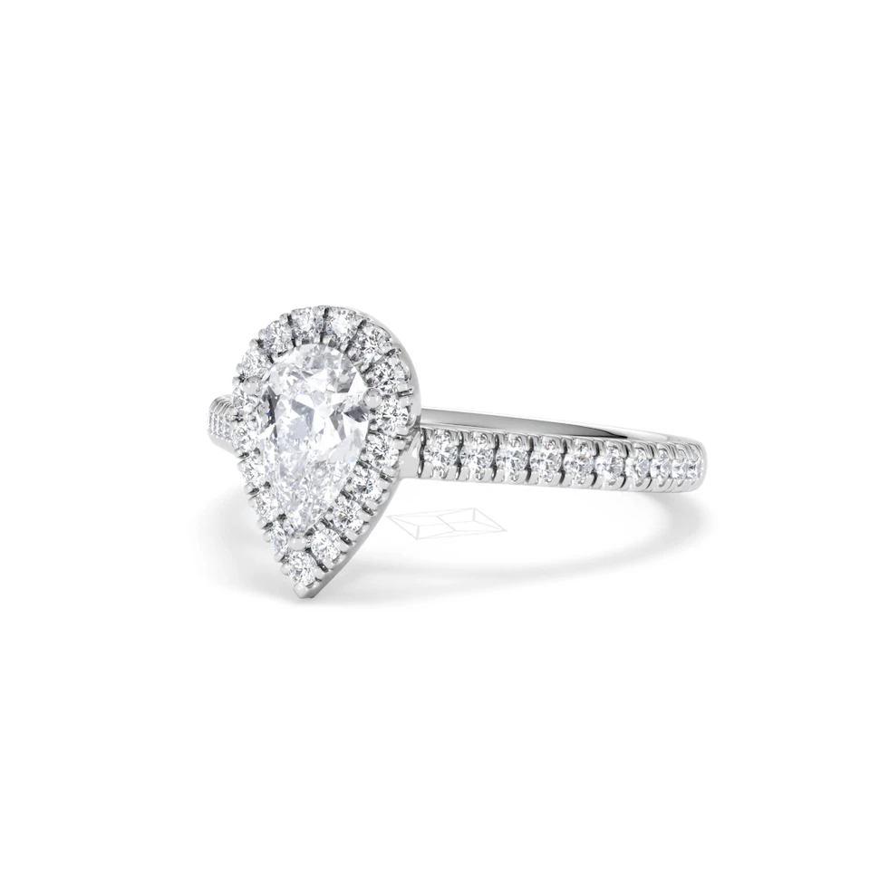 Diana GIA Diamond Pear Halo Engagement Ring 18KW Gold 1.35ct G/SI2