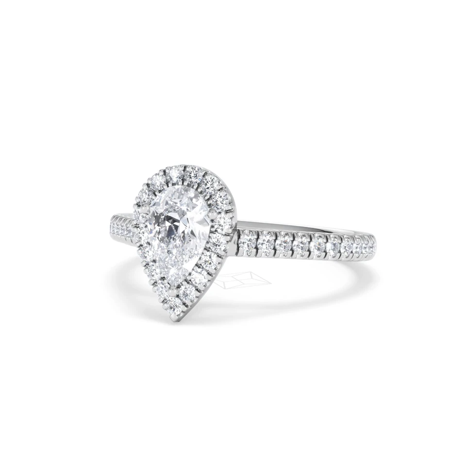 Diana GIA Diamond Pear Halo Engagement Ring 18KW Gold 1.35ct G/SI2
