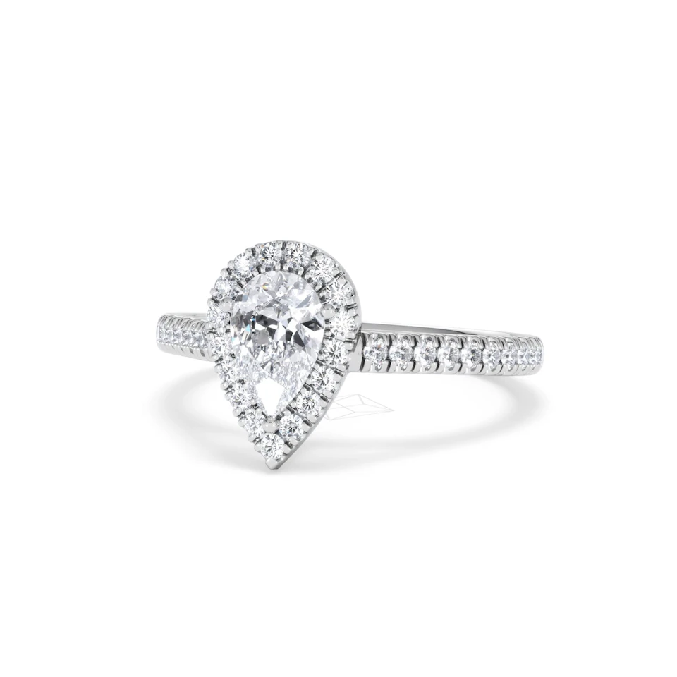 Diana GIA Diamond Pear Halo Engagement Ring 18KW Gold 1.35ct G/SI2