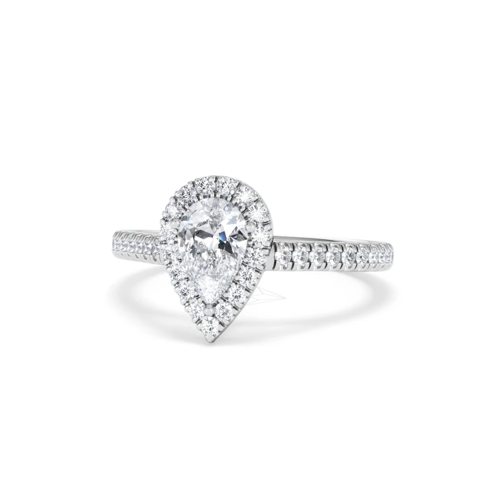 Diana GIA Diamond Pear Halo Engagement Ring Platinum 1.35ct G/SI2