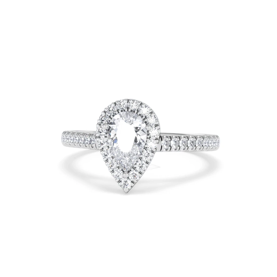 Diana GIA Diamond Pear Halo Engagement Ring Platinum 1.35ct G/SI2