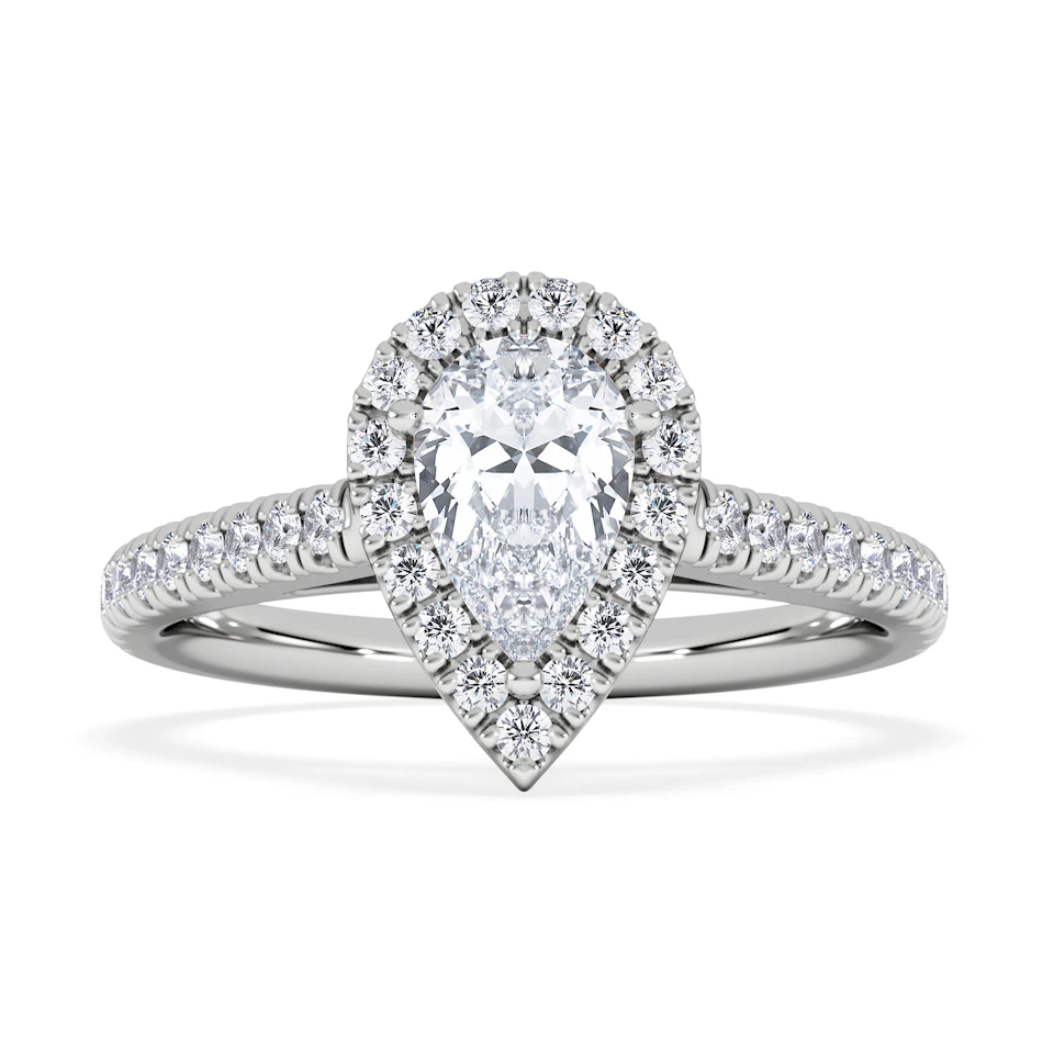 Diana GIA Diamond Pear Halo Engagement Ring Platinum 1.35ct G/SI2