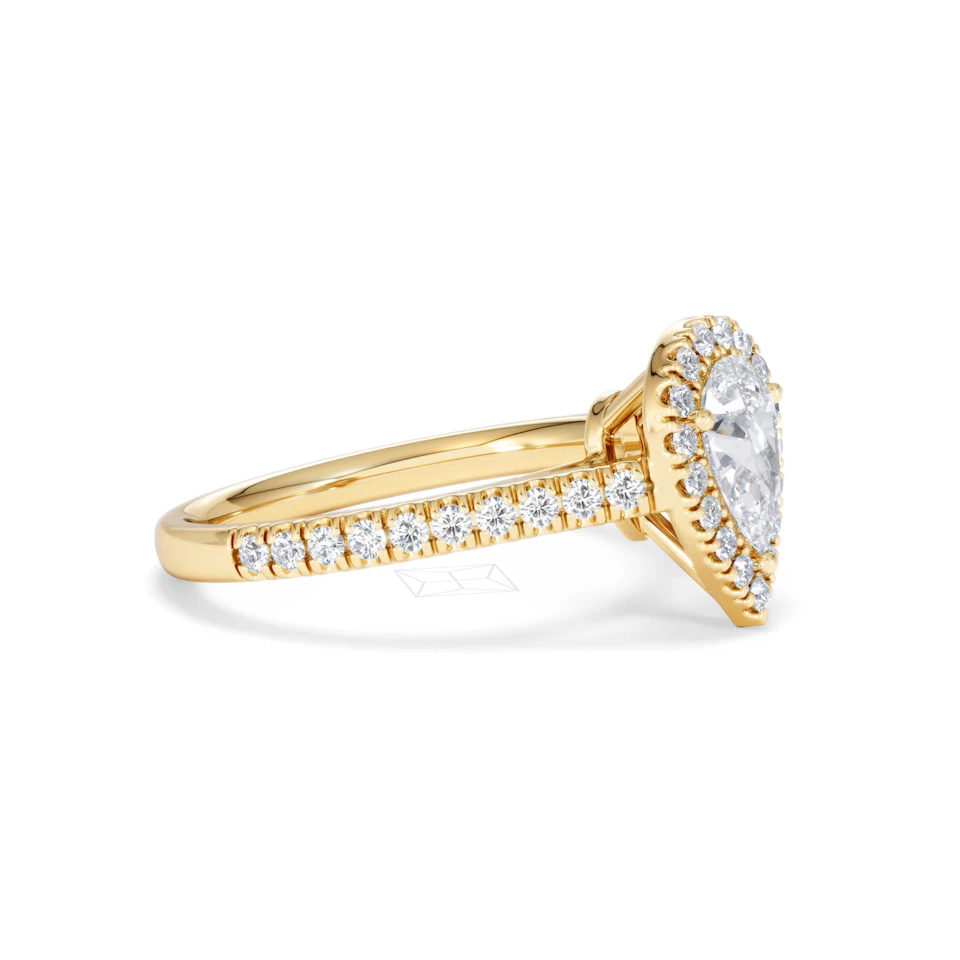 Diana GIA Diamond Pear Halo Engagement Ring in 18K Gold 1.35ct G/SI2
