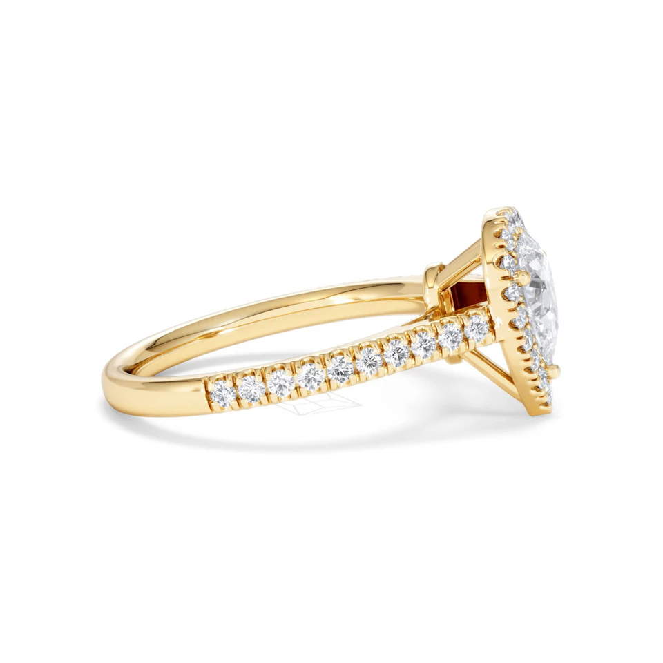 Diana GIA Diamond Pear Halo Engagement Ring in 18K Gold 1.35ct G/SI2