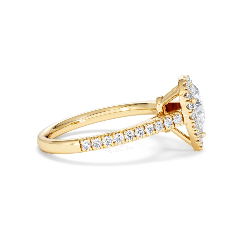 Diana GIA Diamond Pear Halo Engagement Ring in 18K Gold 1.35ct G/SI2