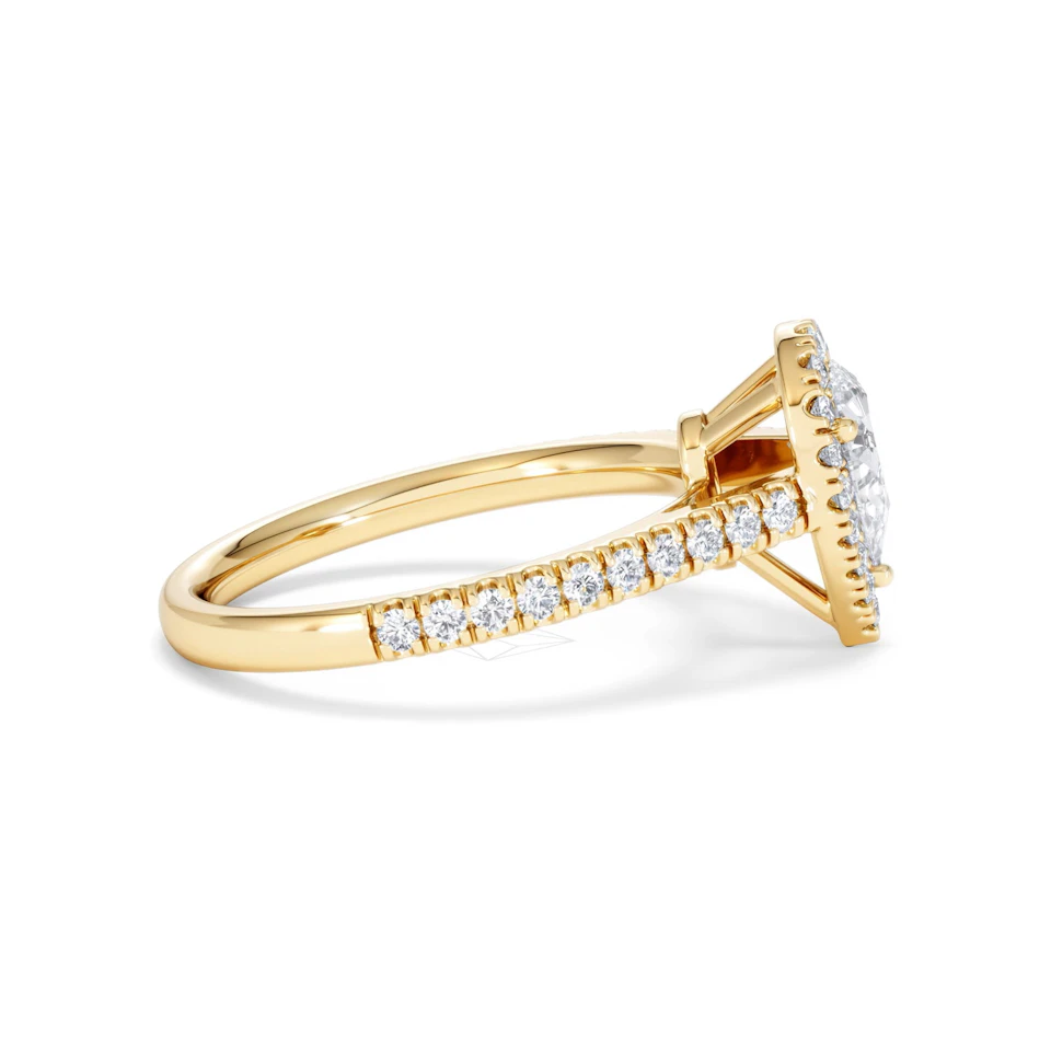 Diana GIA Diamond Pear Halo Engagement Ring in 18K Gold 1.35ct G/SI2