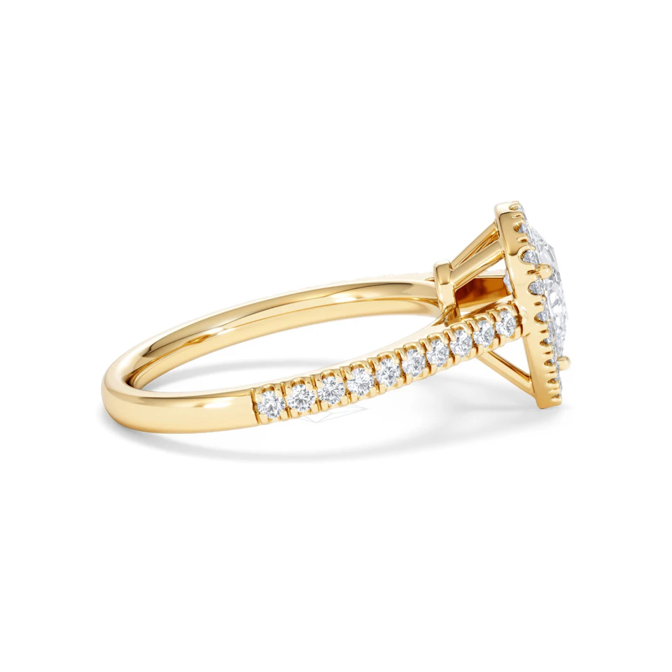 Diana GIA Diamond Pear Halo Engagement Ring in 18K Gold 1.35ct G/SI2