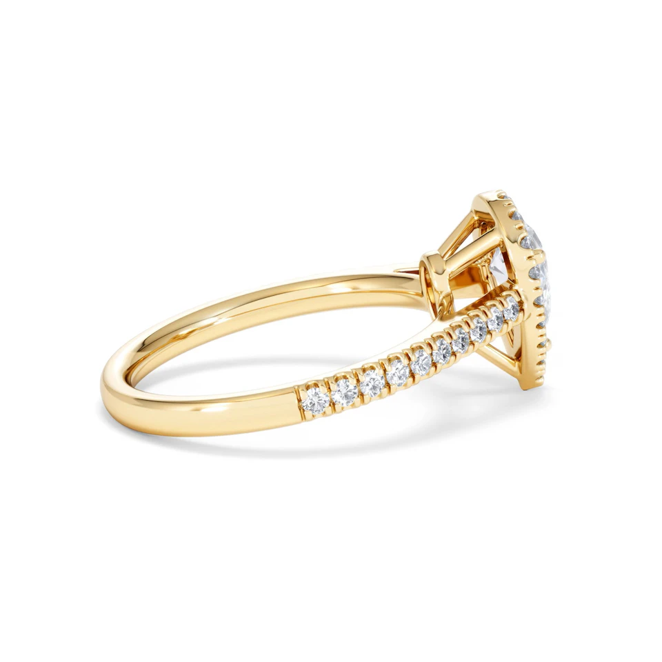 Diana GIA Diamond Pear Halo Engagement Ring in 18K Gold 1.35ct G/SI2