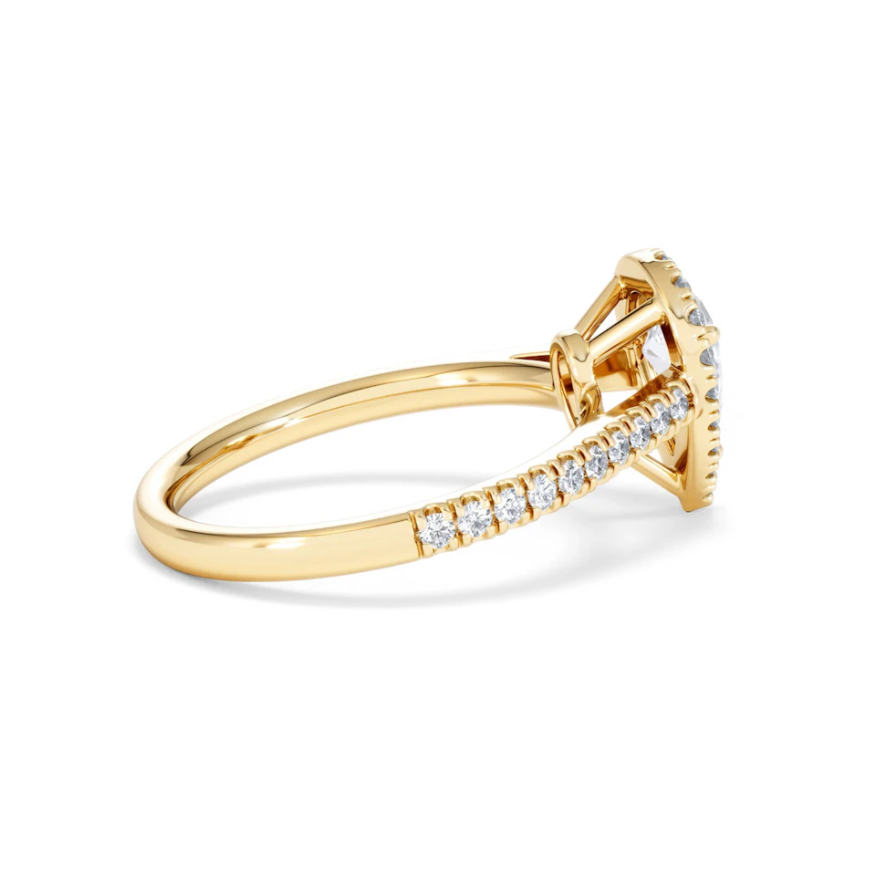 Diana GIA Diamond Pear Halo Engagement Ring in 18K Gold 1.35ct G/SI2