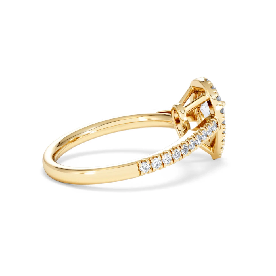 Diana GIA Diamond Pear Halo Engagement Ring in 18K Gold 1.35ct G/SI2