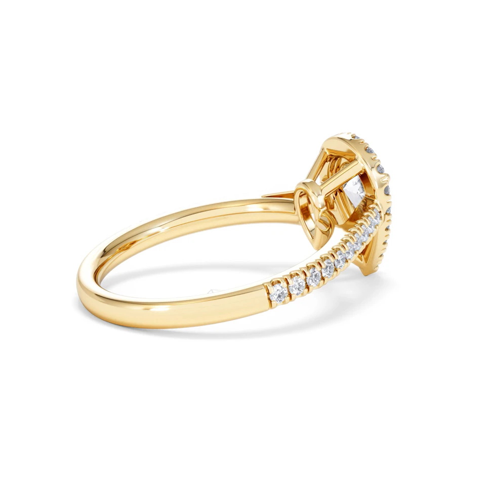 Diana GIA Diamond Pear Halo Engagement Ring in 18K Gold 1.35ct G/SI2