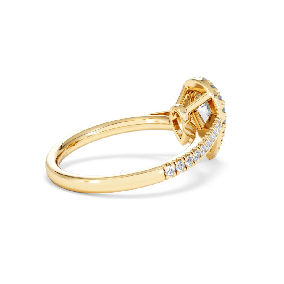 Diana GIA Diamond Pear Halo Engagement Ring in 18K Gold 1.35ct G/SI2