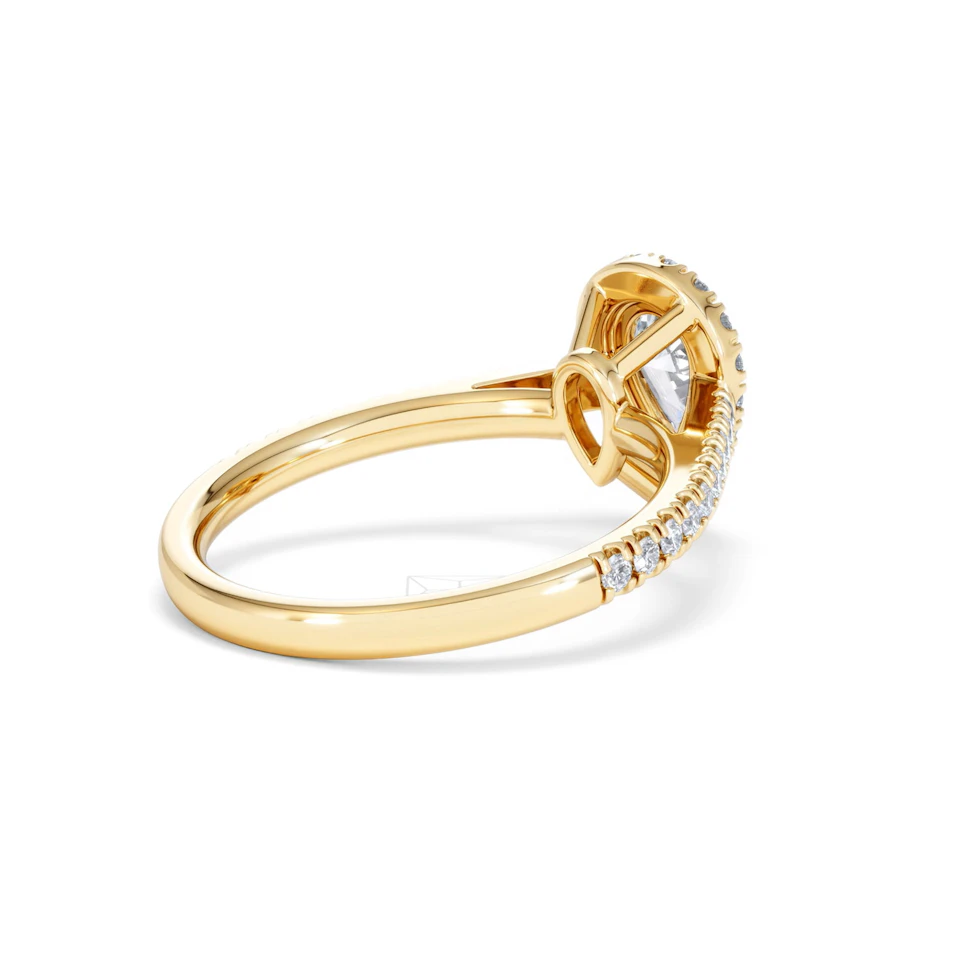 Diana GIA Diamond Pear Halo Engagement Ring in 18K Gold 1.35ct G/SI2