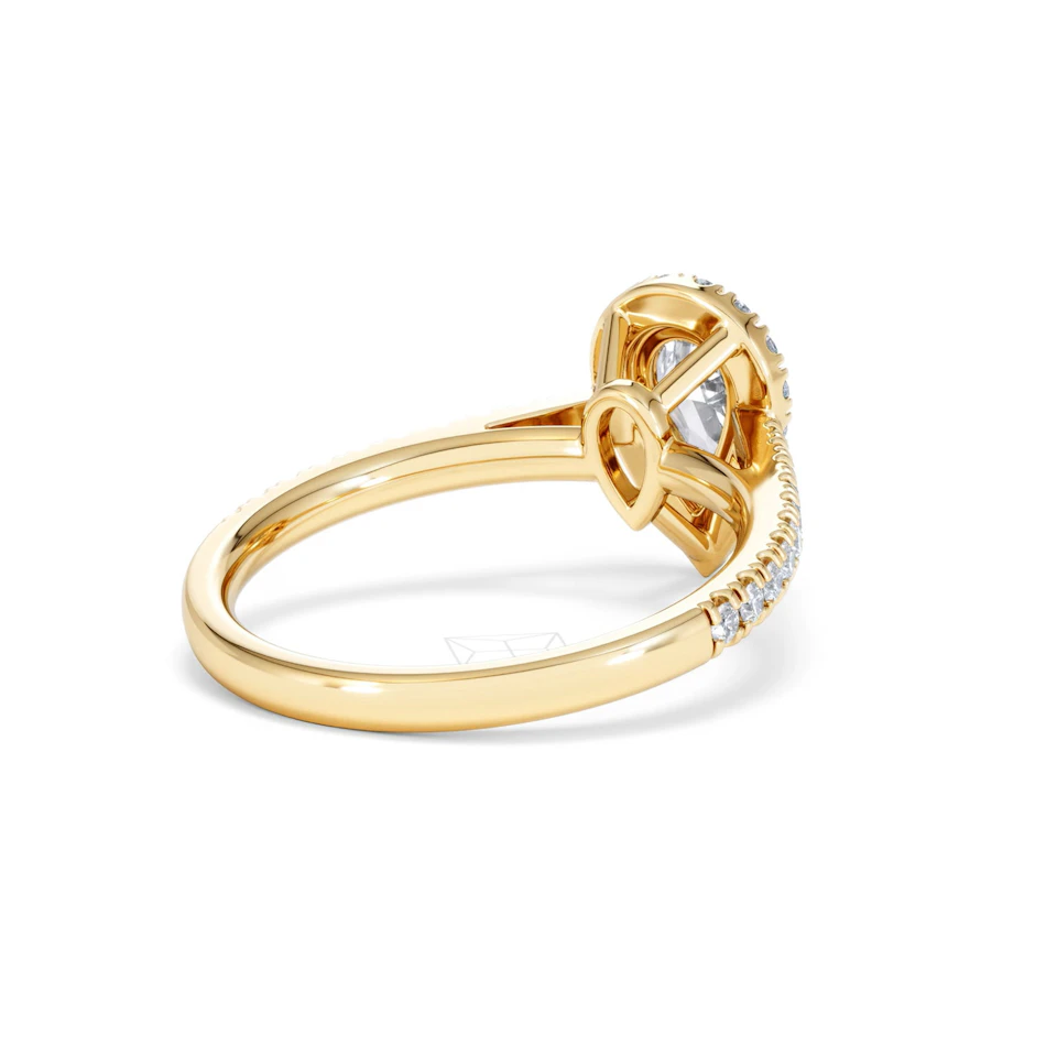 Diana GIA Diamond Pear Halo Engagement Ring in 18K Gold 1.35ct G/SI2