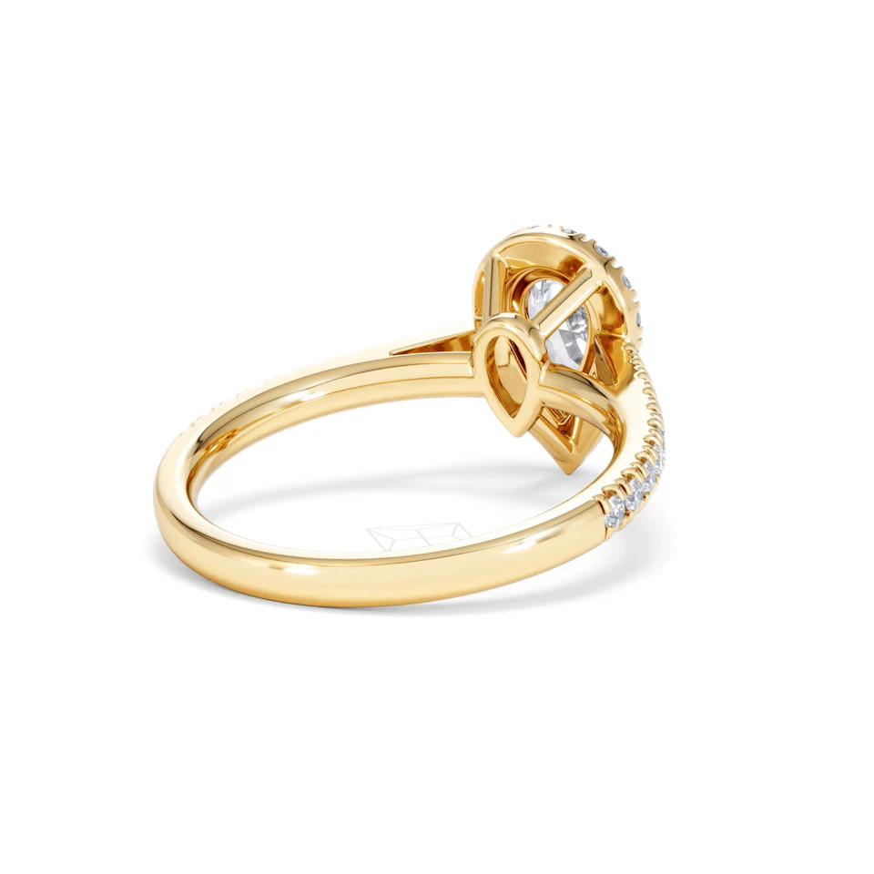 Diana GIA Diamond Pear Halo Engagement Ring in 18K Gold 1.35ct G/SI2