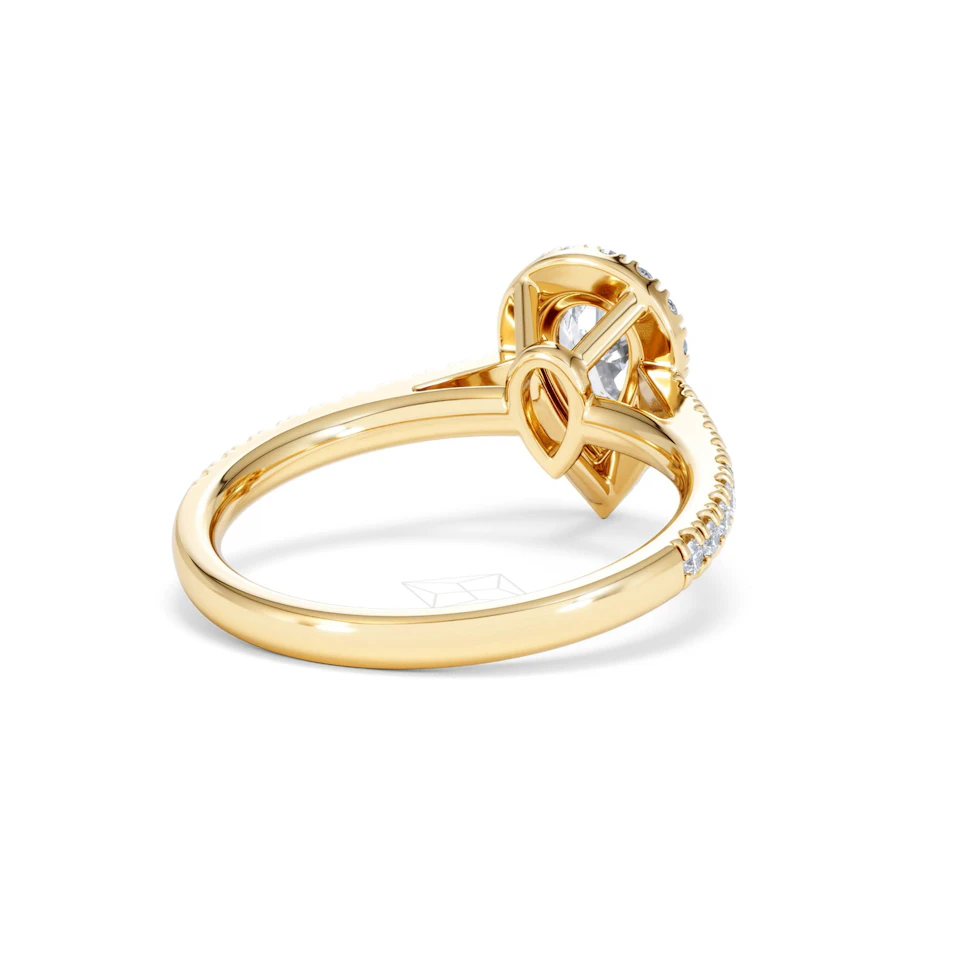 Diana GIA Diamond Pear Halo Engagement Ring in 18K Gold 1.35ct G/SI2